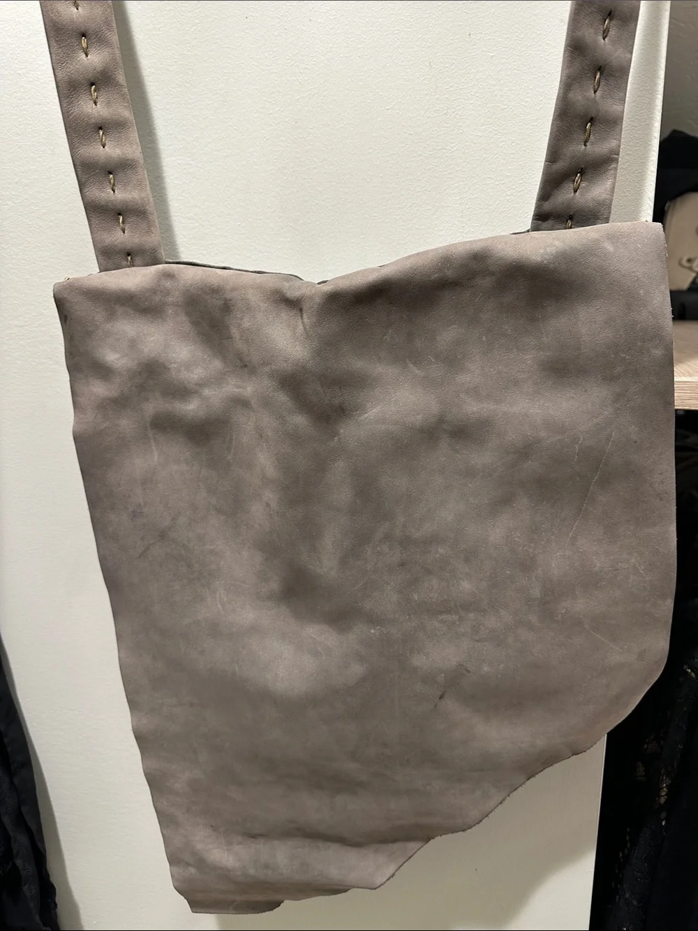 Everyday Suede Crossbody Tote in Taupe